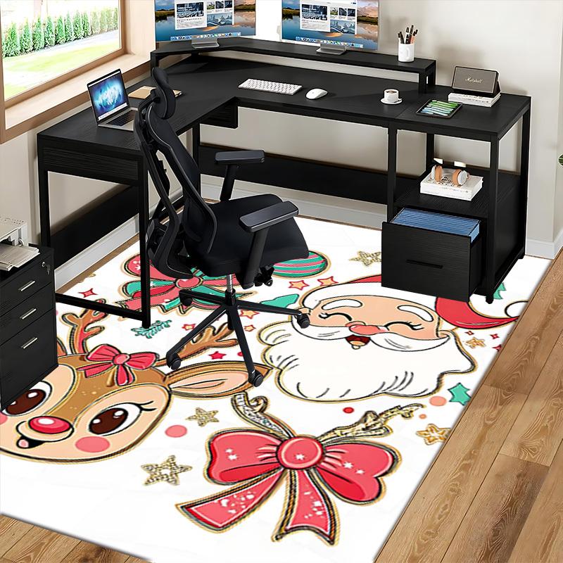 1pc Christmas Santa Claus and Reindeer Anime Cartoon Design Office Chair Mat Non-Slip Carpet Festive Gift Suitable for Home Decor Living Room Bedroom
