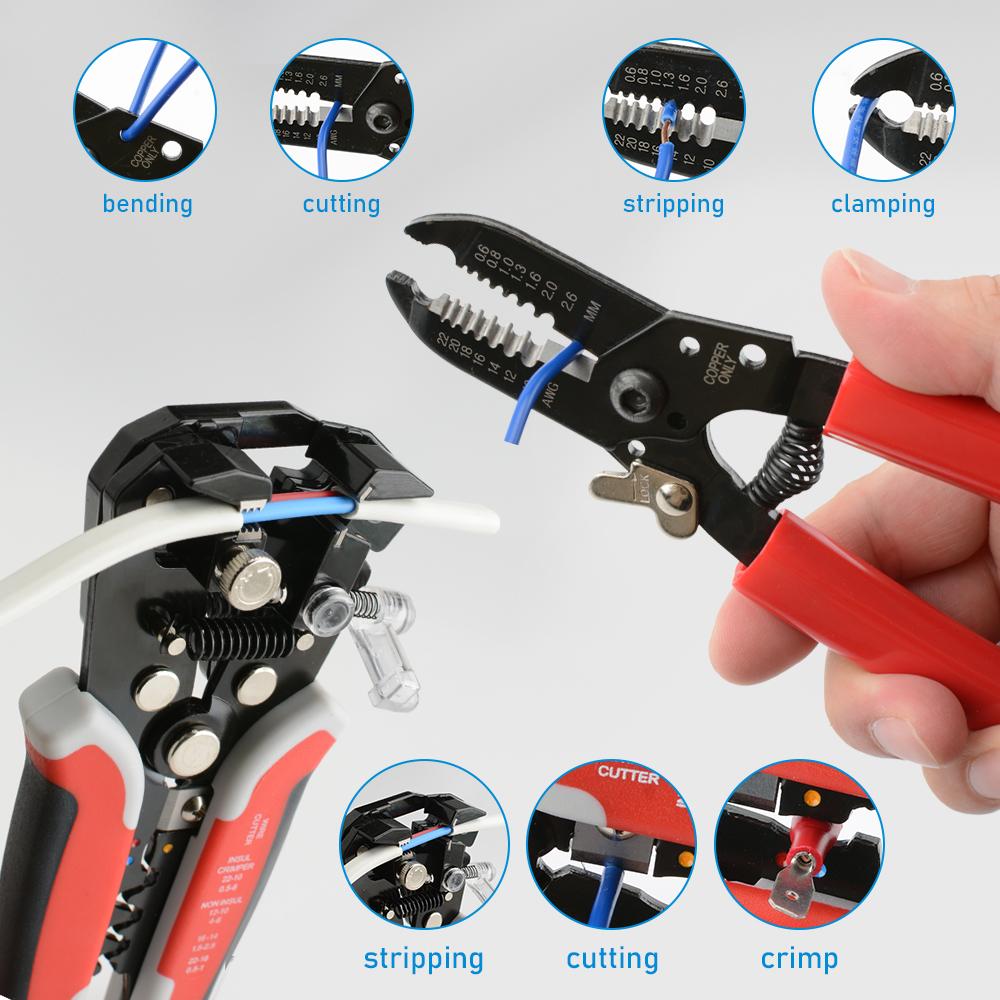 Multifunctional Wire Stripper Tool Kit Pliers AWG24-10 Stripping Cutter Crimping Cable 3 In1 Wire Electrician Repair Tools