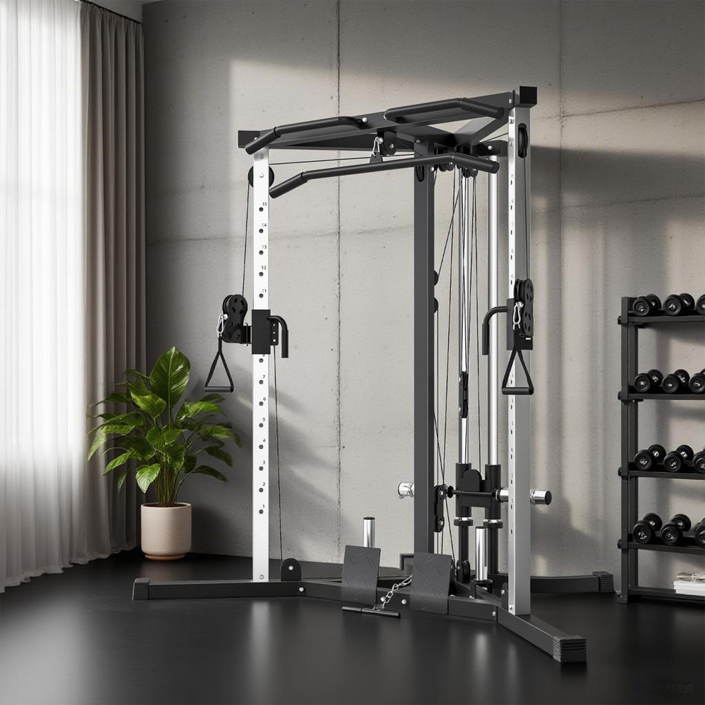 Power Tower Fitness Station with Lat Pulldown, Pull-Up Bar Curl/Rowing Bar Handles, 15-Way Adjustable