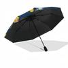 1pc Yellow Flowers Pattern Navy Blue Background Umbrella with Plastic Handle,Suitable for All Seasons Umbrellaptys26086