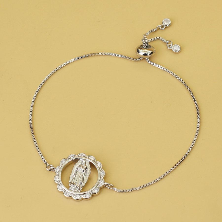 Virgin Mary Zirconia Bracelet Men Women Geometric Ornament Chain Braslet Luxury Silver Hand Jewelry Drawstring Design Adjustable