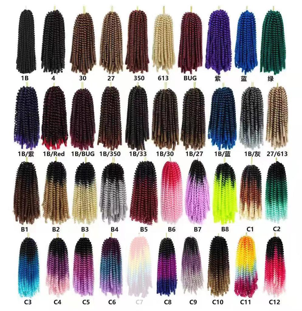Cheap Spring Twist Hair Synthetic Long 8 12 16 Inch Spring Twist Bounce Crochet Braids Ombre Synthetic Braiding Hair