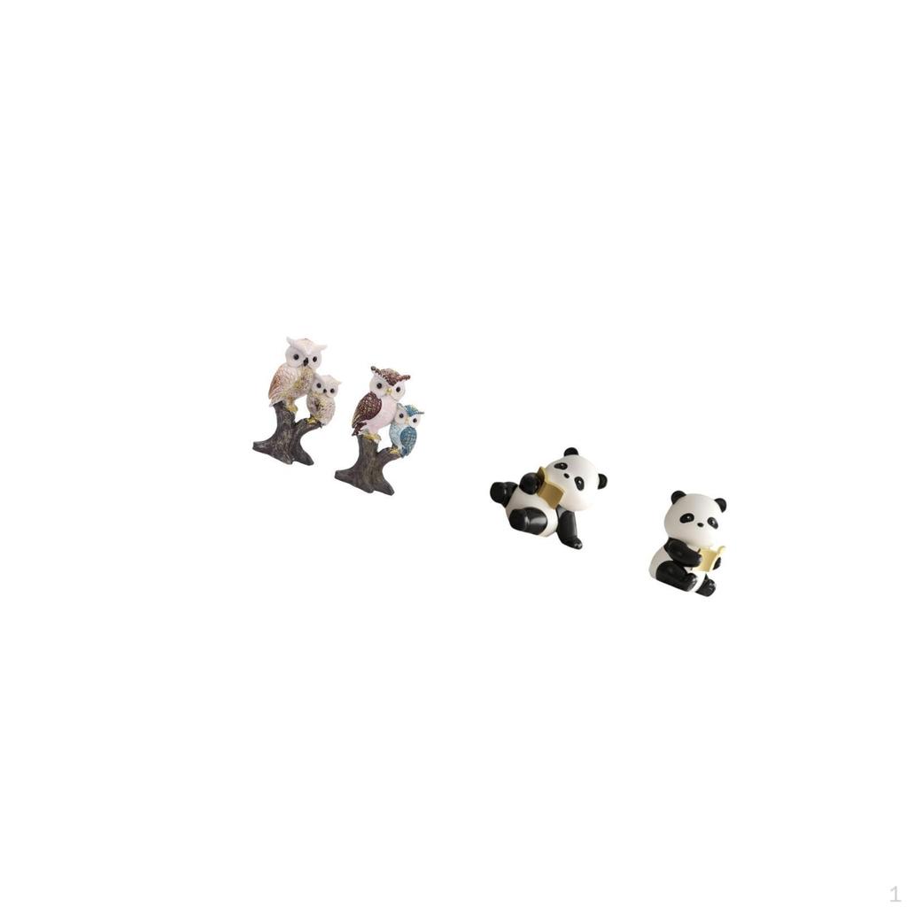 Animal Figurines Collection Realistic Owl And Panda Sculptures Decorative Bookends Ornaments for