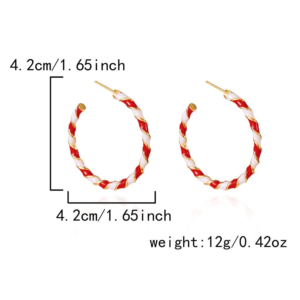 Merry Christmas Colorful Earrings Ear Hoop for Women Minimalist Red Green Twist Round Circle Earring for Women Girl New Year Xmas Jewelry Gifts
