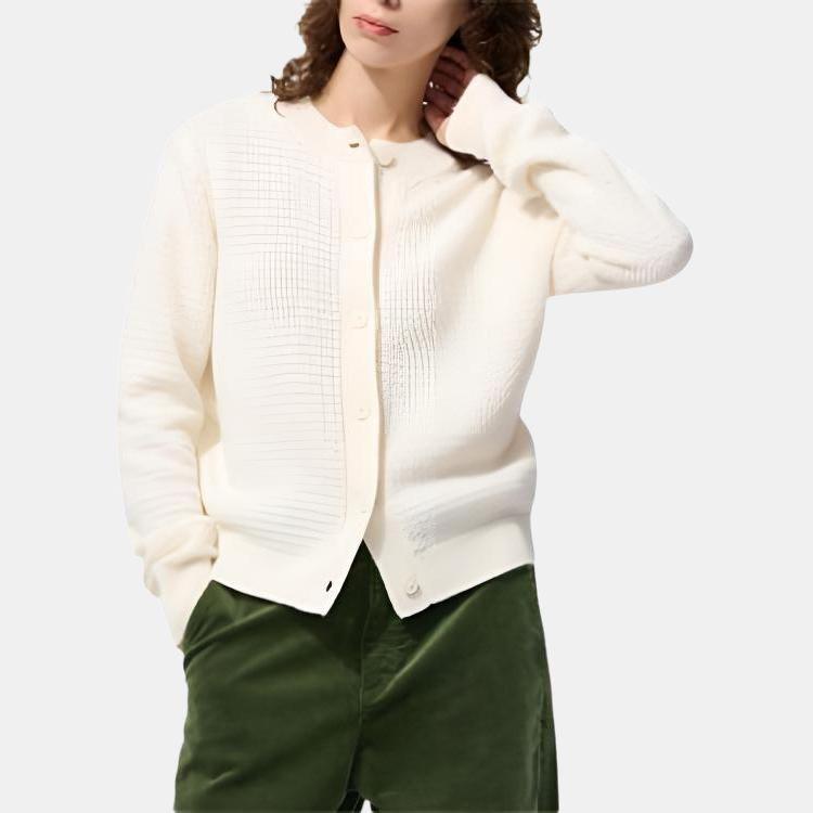 Uniqlo × Colaboración Comptoir Des Cotonniers Otoño/Invierno 25 de un Solo Botón Cuello Redondo Color Sólido Canalé Suéter de Punto Casual Suéter para Mujer 480025-01