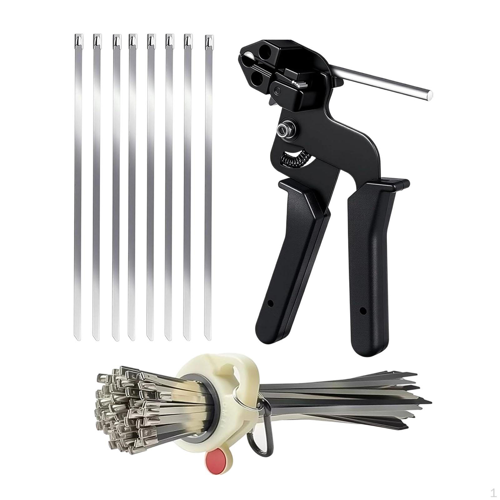 

100x Metal Zip Ties 4.6mm x 300mm Heat Resistant Heavy Duty Self Locking with Tool for Building