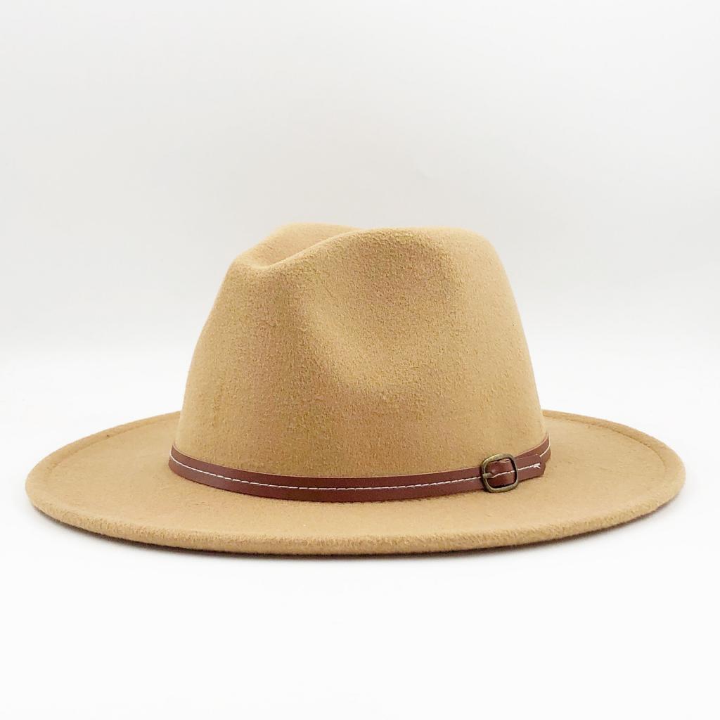 New Women Men Winter Wool Fedora Hat With Leather Ribbon Gentleman Elegant Lady Autumn Wide Brim Jazz Church Panama Sombrero Cap