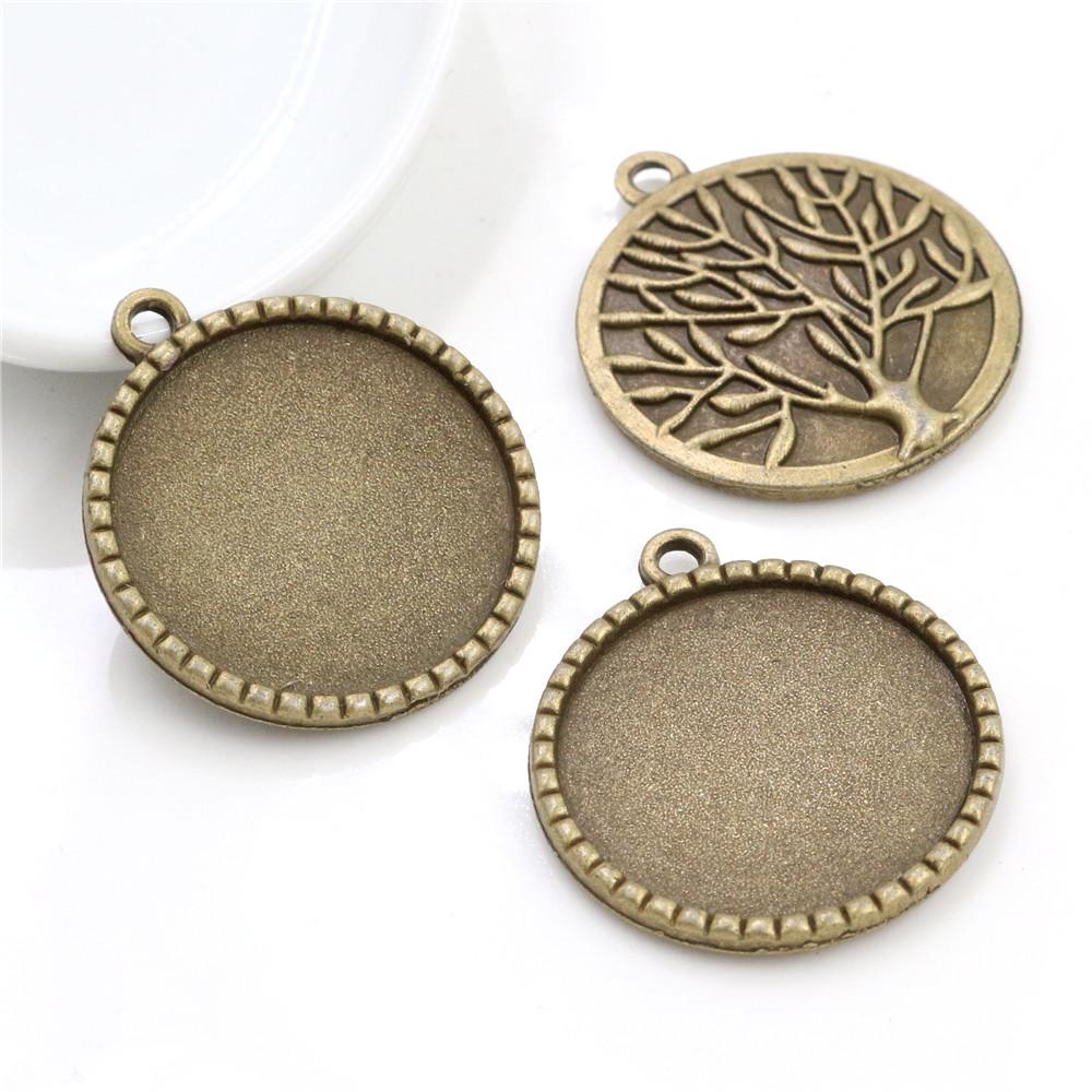 5pcs 25mm Inner Size Pendant Cabochons Blank Base Setting Bezel Tray Alloy DIY Jewelry Making Accessories for Necklace Keychains