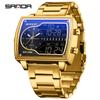 SANDA 6163 Top Luxury Fashion Men's Quartz Electronic Dual Screen Watch Waterproof Countdown Quartz Steel Strip Men's Watch