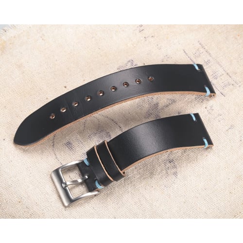 Hemsut Chromexcel Leather Watch Band, 20mm, Soft Vintage Leather Watch Strap, Handmade Watch Strap with Quick Release Tool and Stainless Steel Silver