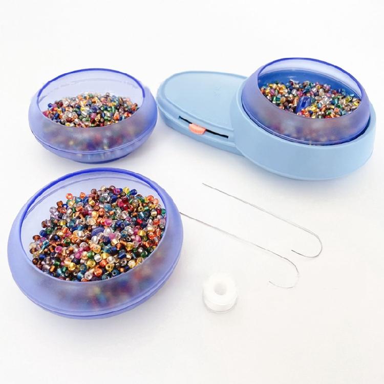 Bead Spinner with 2 PCS Exlarge Eye Beading Needles ABS Spin Bead Loader