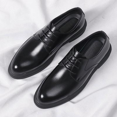 Wenzhou Leather Shoes Custom Men's Heightening Shoes Custom 6CM Heightening Business Dress Leather Shoes Men's Lace-up Casual Shoes
