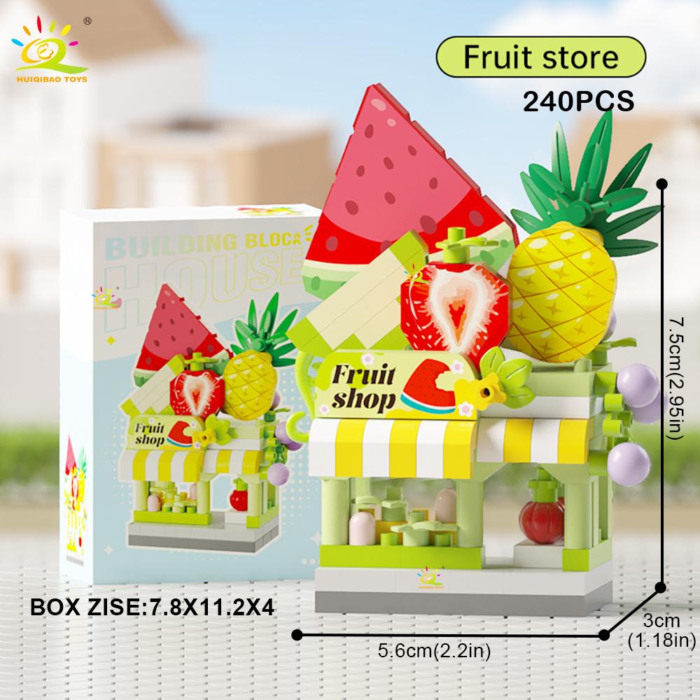 MOC Street Shop model Micro Building Block Burger Fried Flower Model Mini Brick Toy for Children Desk Decoration