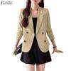ZANZEA Women Lapel Long Sleeve Casual Thin Cardigan Blazer