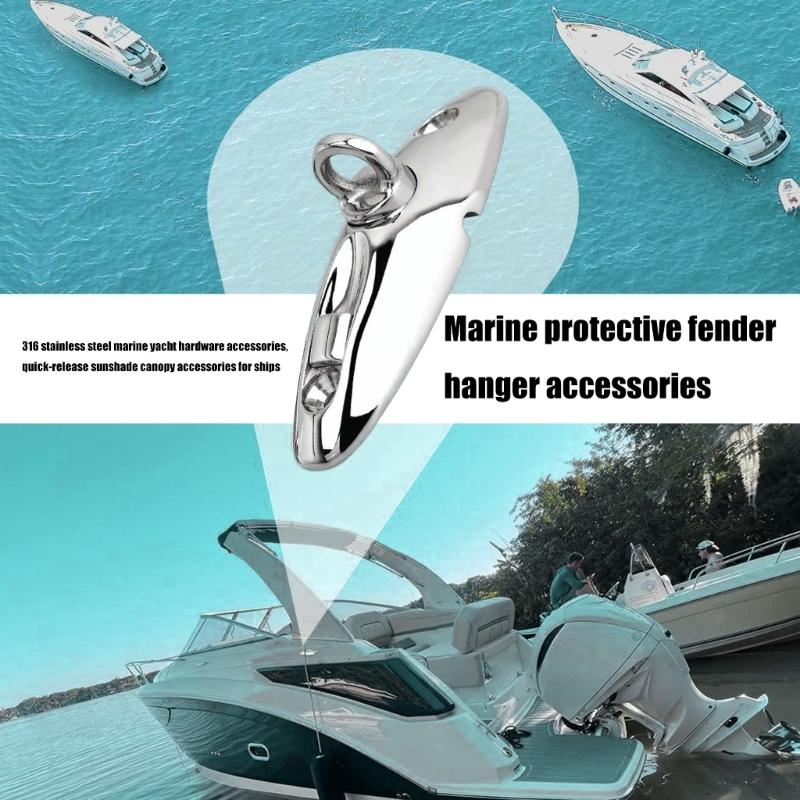 2pc Stainless Steel Hanger Quick Release Marine Fenders Holder Hanger Bimini Top Fitting Hardware Swivel Side Mount Hinge