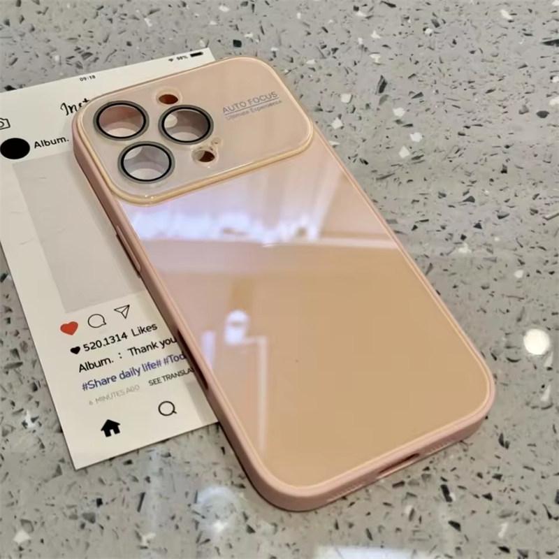 

Роскошный Желейный Макарон Большой Защитный Чехол для Камеры для iPhone 17 16 15 14 13 12 Pro Max Plus Жесткий Акриловый Конфетный Глянцевый Чехол iPhone 12 Pro розовый