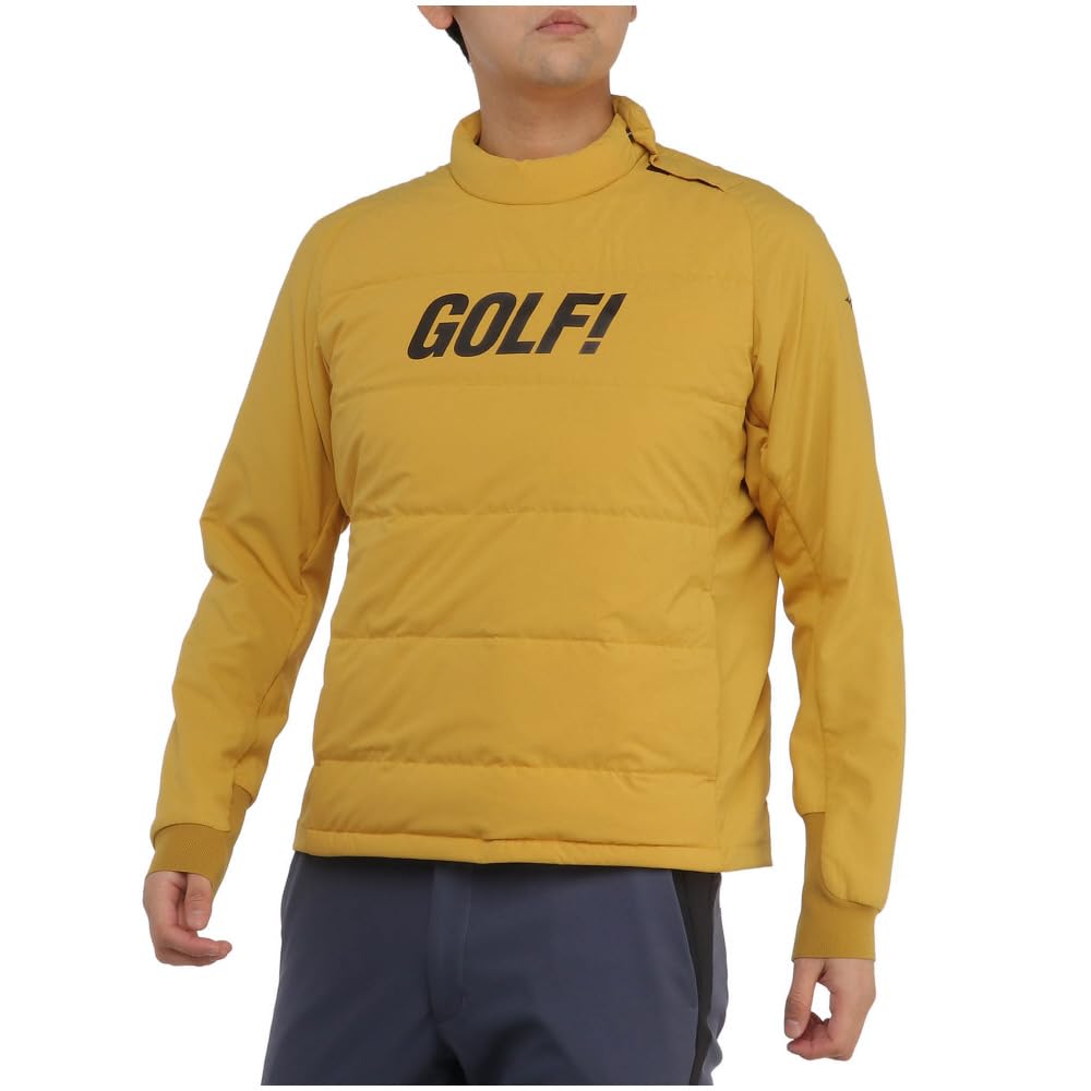 Mizuno Breath Thermo Tech Lining and Golf Size M Pullover, Moisture-Wicking Heat-Generating, Stretch, Men's Wear, Mustard, (E2MEA504)