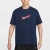 Nike Logo Print Round Neck Breathable Pullover Short Sleeve T-Shirt Men T-Shirt Navy-Blue FZ8076410