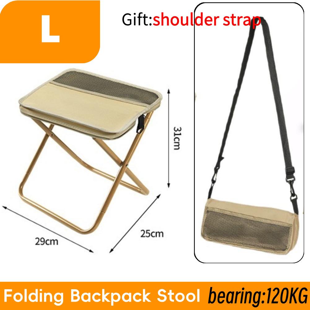 Chaise Pliante Portable Chaise Intégrée de Rangement Extérieure Tabouret Pliant avec Sac de Rangement et Sangle Réglable pour Camping Pique-nique