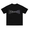 Unisex Loose Fit Cotton T-Shirt With Purple Letter Print Casual Top Teens Adults