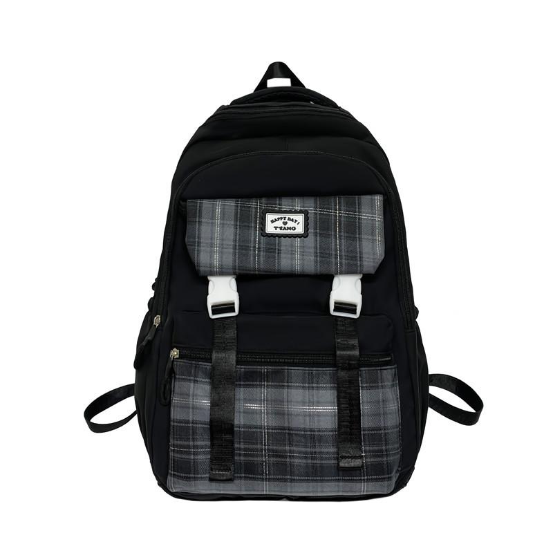 

Плед Рюкзак Молодший старшокласник Шкільний рюкзак великої місткості Дитячий рюкзак чорний/сірий