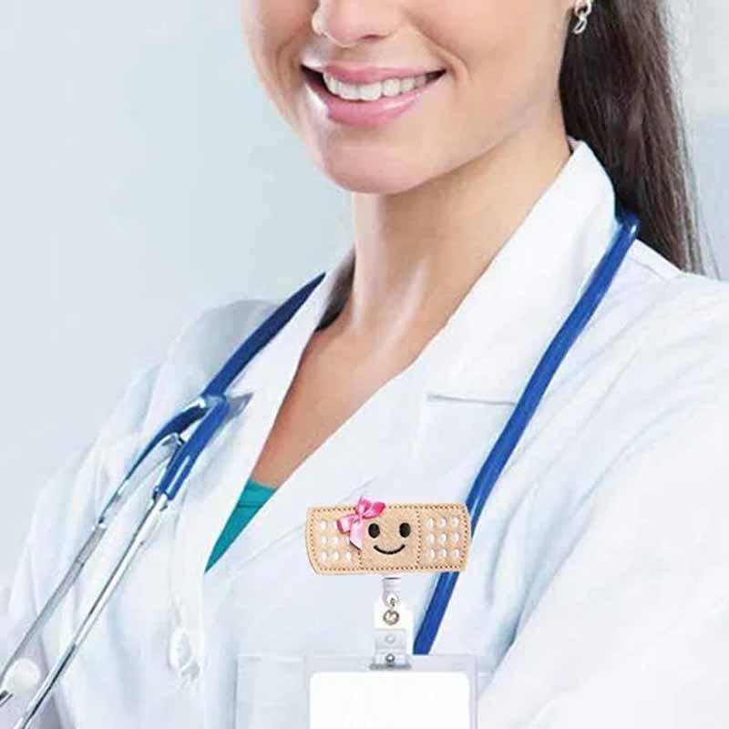 Adorable Embroidery Wound Patch Badge Reel - Retractable Lanyard for Medical Staff Students & Office Workers