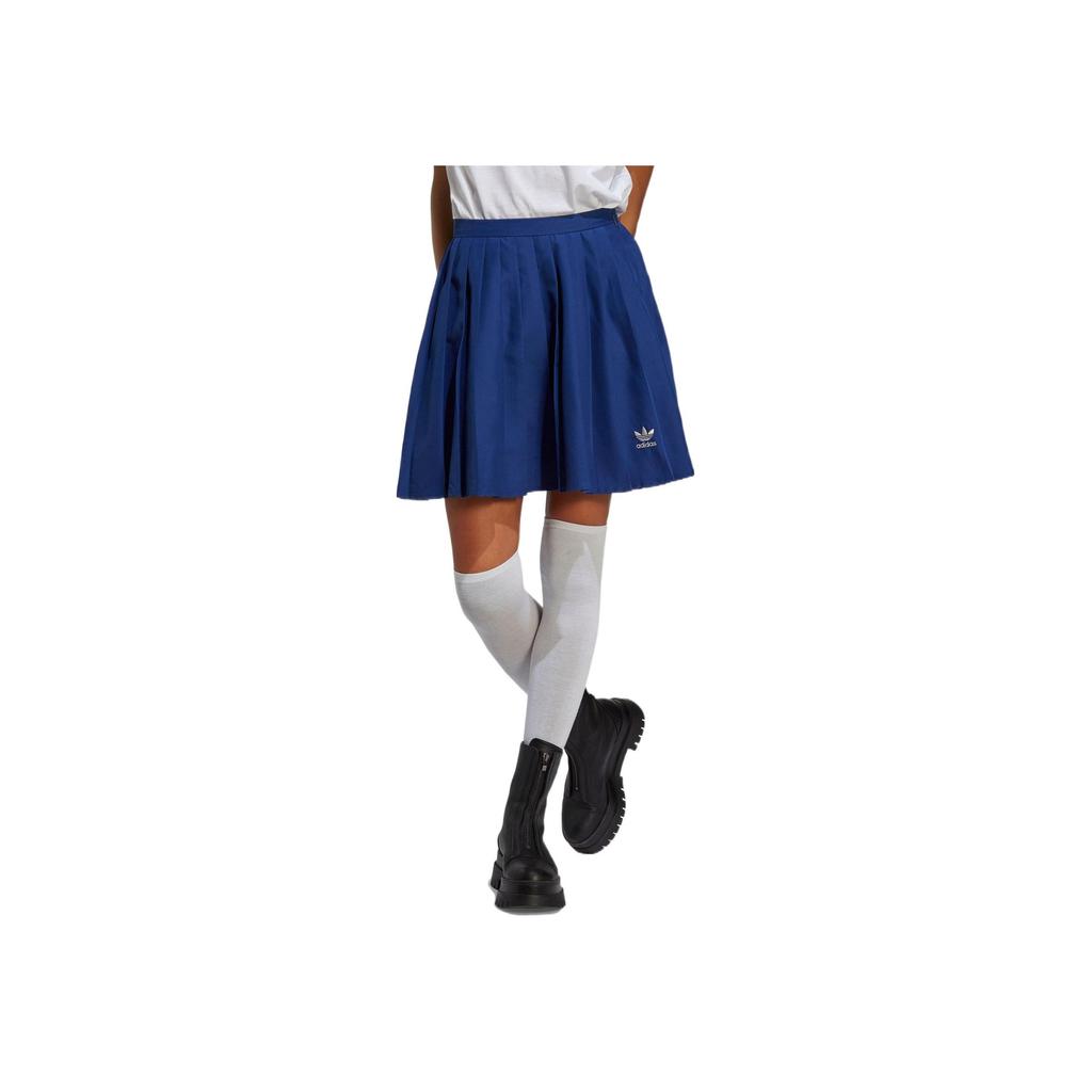 Adidas Solid Color Logo Pleated High-Waist Skirt Women Bottoms Blue IC5235