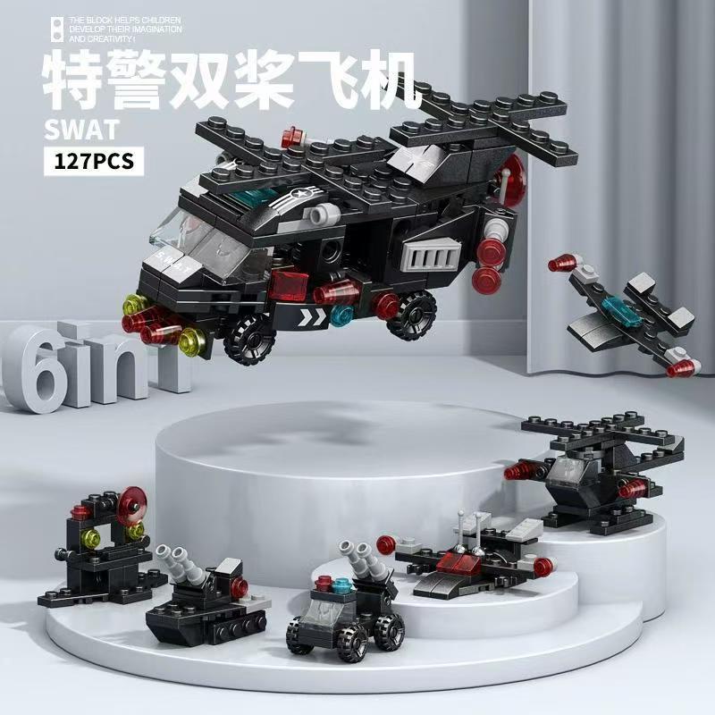 New 1000+PCS City Police Station Car Headquarters Building Blocks Truck SWAT Figure WW2 Military Bricks Toys for Children Kids