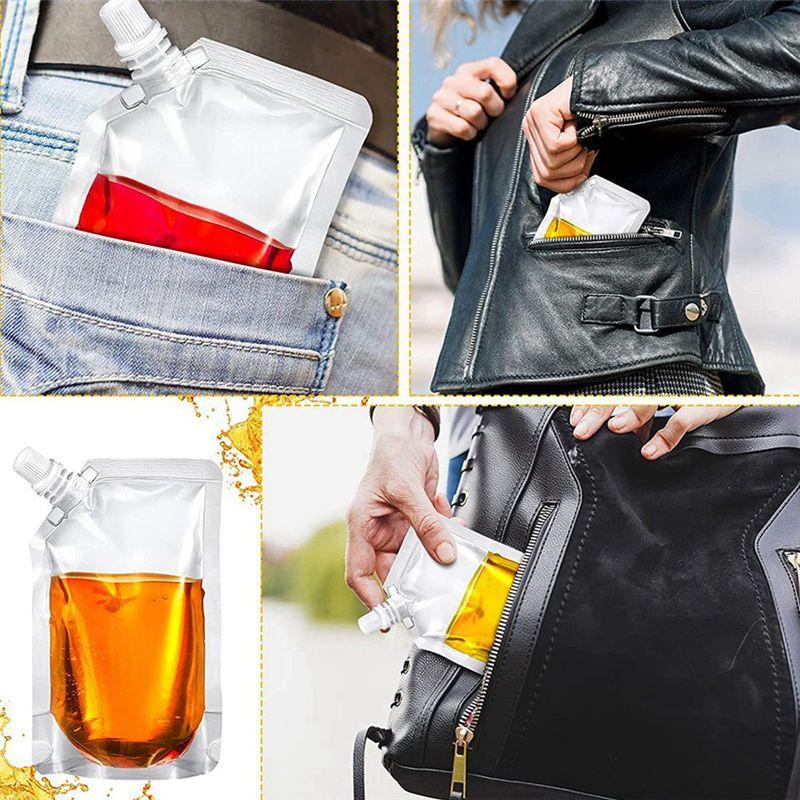A84X-100Pcs Portable Transparent Plastic Spout Pouch Plastic Pouch For Liquid Drink Pouch Sealed Packaging Bag