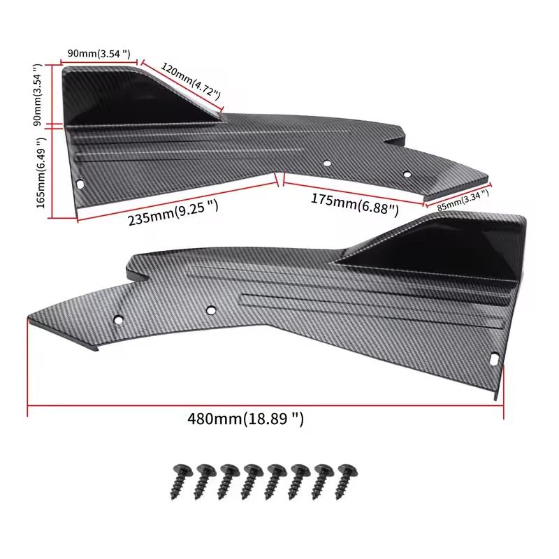 2pcs Rear Bumper Spoiler Lip Splitter Diffuser Anti-Crash Winglet Car Mod For Nissan X-Trail Altima Sentra Rogue Pathfinder