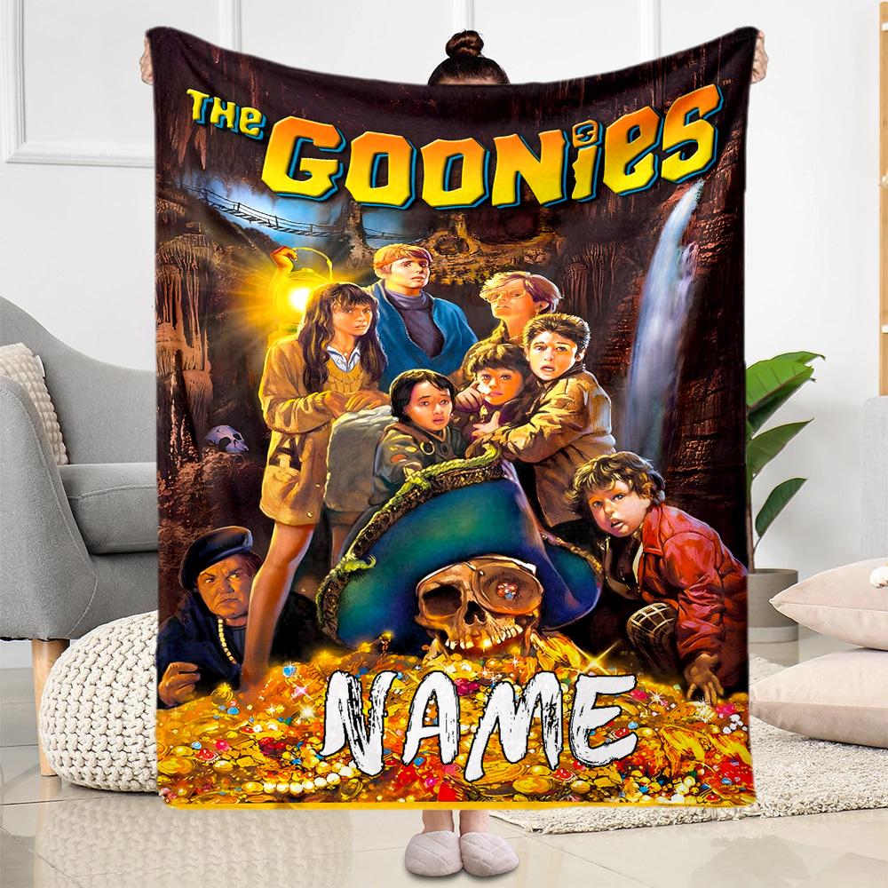 Goonies Adventure Begins Personalized Text Blanket Throw Customizable Blanket Comfortable Perfect for Office Couch Sofa Chair All-Season Use