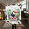 1PC Cartoon Toucan Decor Print FlAannel Blanket, High quality Comfortable for All Seasons, Home Decor, Warmth and Comfort