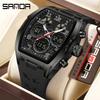 SANDA Top 6266 Men's Electronic Watch Sports Multi Functional Waterproof LED Luxury Luminous Double Display MenQuartz Wristwatch
