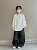 Boys 100 Percent Cotton Long Sleeve T Shirt Spring Autumn White Base Layer Top For Big Kids Trendy Casual Wear