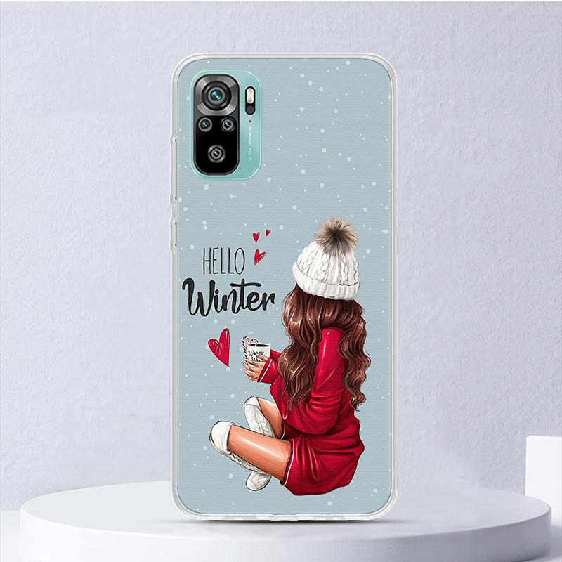 Artă de Crăciun Fete Cafea Husă Moale Pentru Xiaomi Redmi 10 10A 10C 9 9A 9C 9T Husă Telefon 8 8A 7 7A 6 6A S2 K20 K40 Pro 10X Fundă