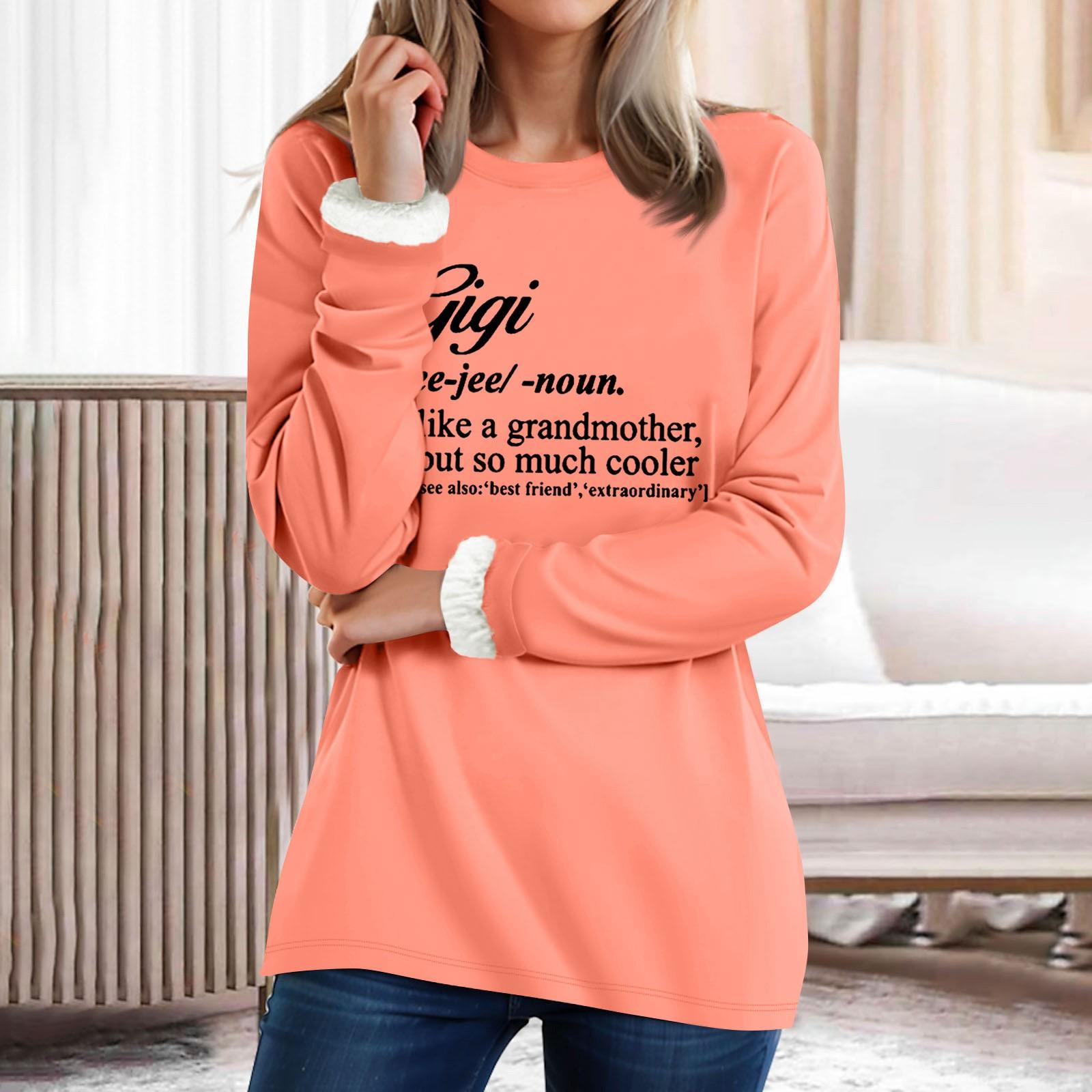 

Женский топ с круглым вырезом и буквенным принтом, утолщенный плюшевый кашемировый теплый длинный топ L