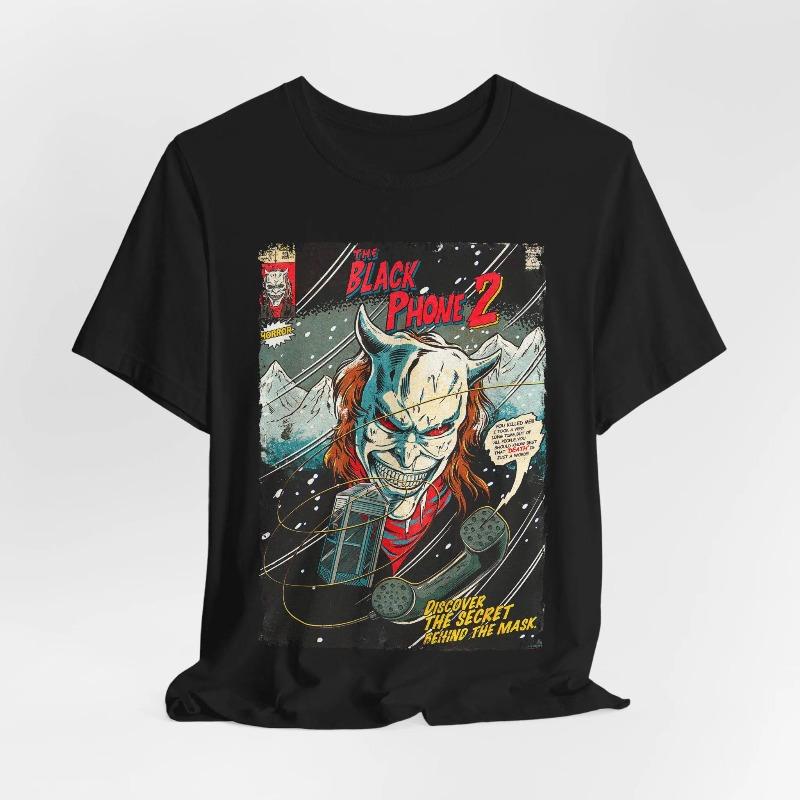 The Black Phone 2 TShirt Vintage Horror Movie Graphic Tee Summer Unisexs and Womens Loose and Breathable Tshirt Top