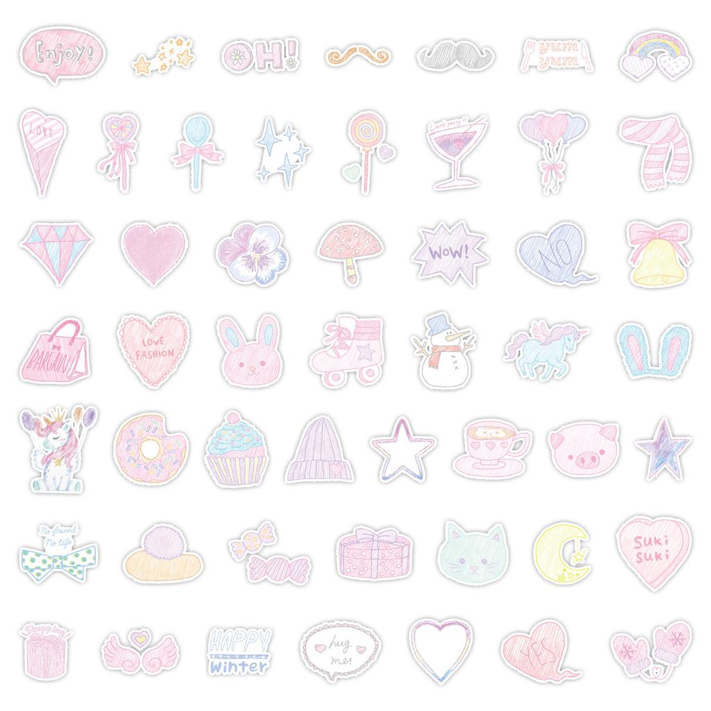 50 Cute Crayon Drawing Graffiti Stickers Suitcase Car Laptop Mobile Phone Waterproof Decorative Stickers