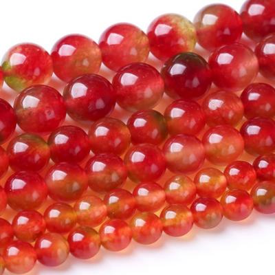 Watermelon Red Chalcedony Floating Jades Natural Stone 15" Smooth Loose Spacer Beads 4/6/8/10/12mm for Jewelry Making DIY Bracelets Charms Accessories