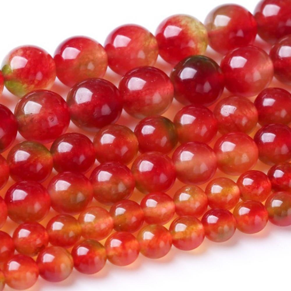 

Watermelon Red Chalcedony Floating Jades Natural Stone 15 Smooth Loose Spacer Beads 4/6/8/10/12mm for Jewelry Making DIY Bracelets Charms Accessories Dia 4mm