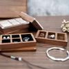 Wedding Wood Rings Jewelry Organizer Box Display Travel for Case Portable Storage Square Shape Box Walnut Necklace Holer