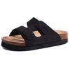 Crestar Women's Cork Footbed Slide Sandal Adjustable Buckle Summer Outdoor Suede Sandals with Arch Support Non-slip Beach Shoes
