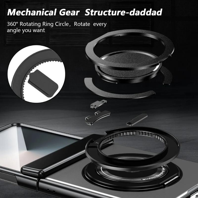 360° Rotating Ring Stand Magnetic Hinge Protective Case For Samsung Galaxy Z Flip 7 FE 6 5 4 3 With Screen Film Shockproof Cover
