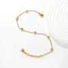 Simple and Elegant Fashion Round Diamond Bracelet, Stainless Steel Gold-plated Waterproof Jewelry, Date Accessory Gift for Girls