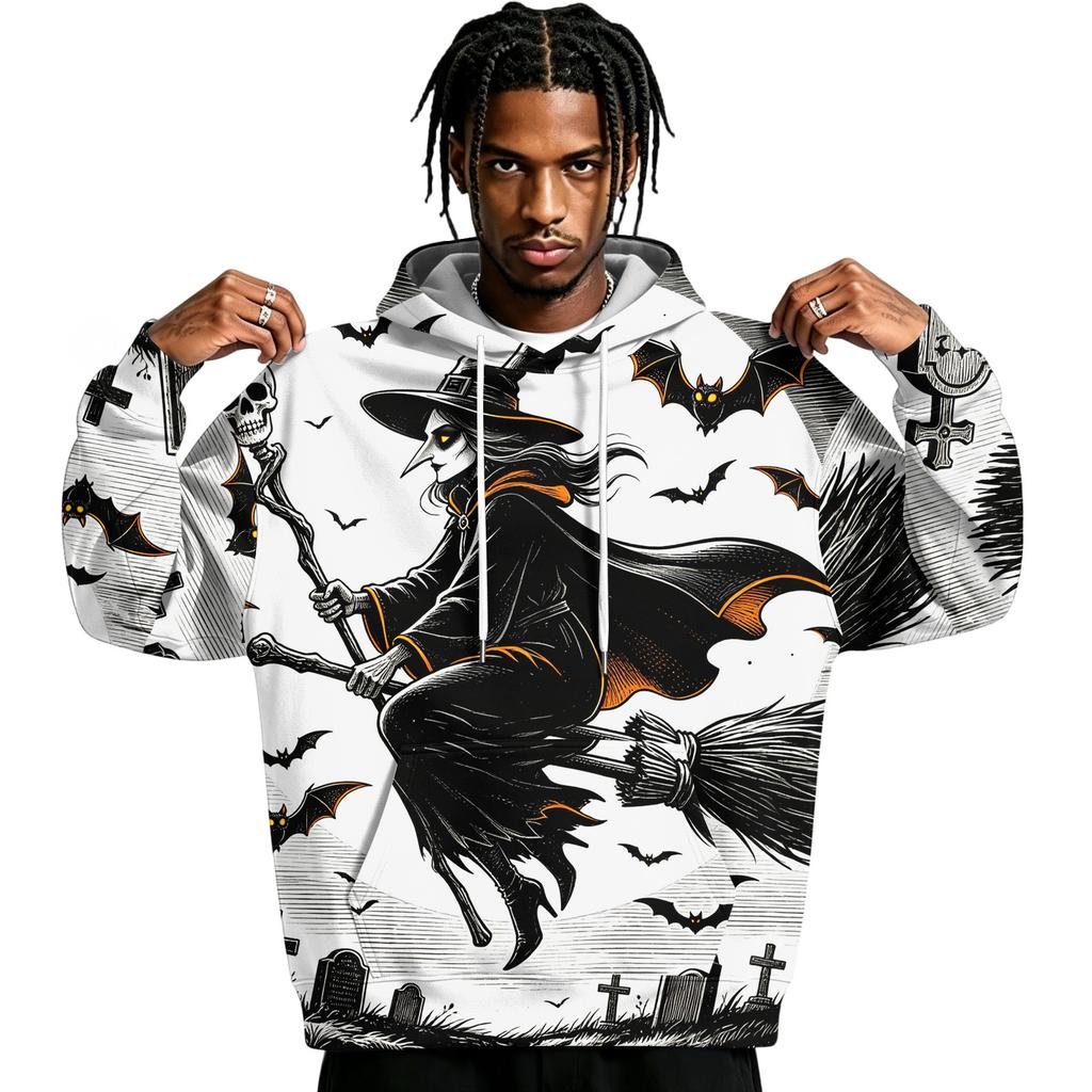 Men's Halloween Printed Long Sleeve Pullover Hoodie