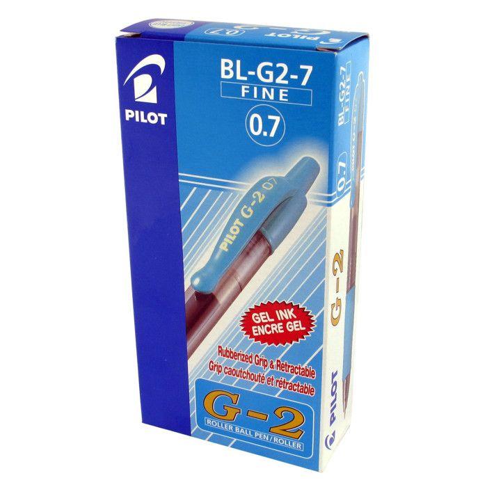 Pilot G-2 Roller bleu clair encre gel 0.7 mm fin rétractable