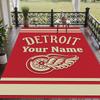 Custom Text Printed Rug Detroit Red Wings Non Slip Floor Carpet For Home Room Decor