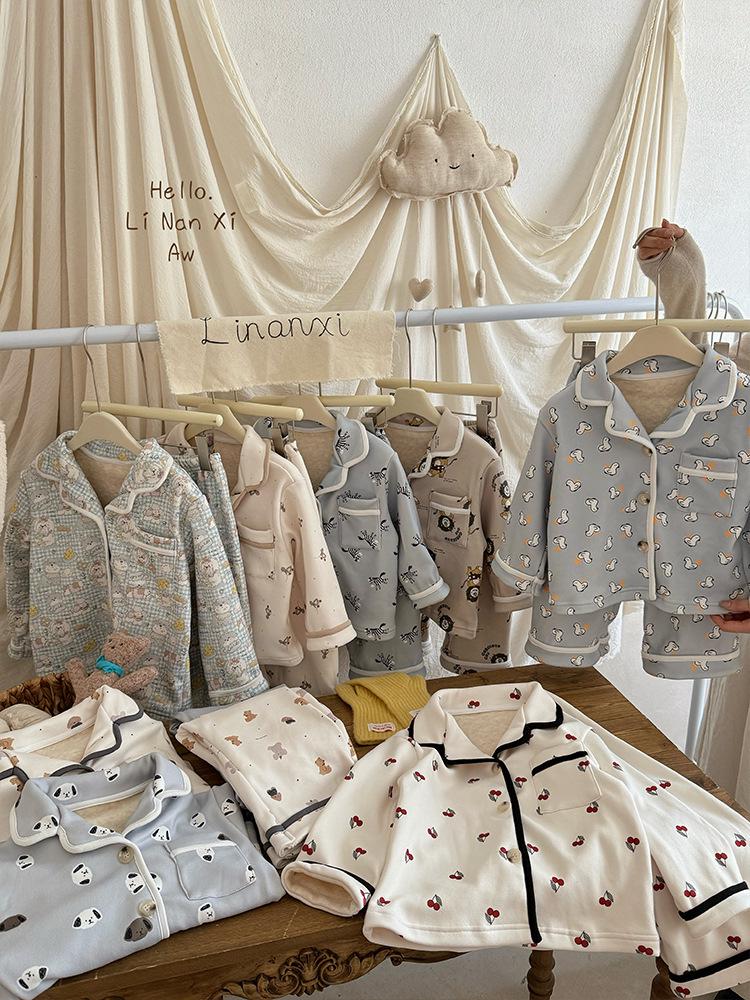 88233 Kids' Warm Fleece Pajama Set 2025 - Boys' Winter Homewear