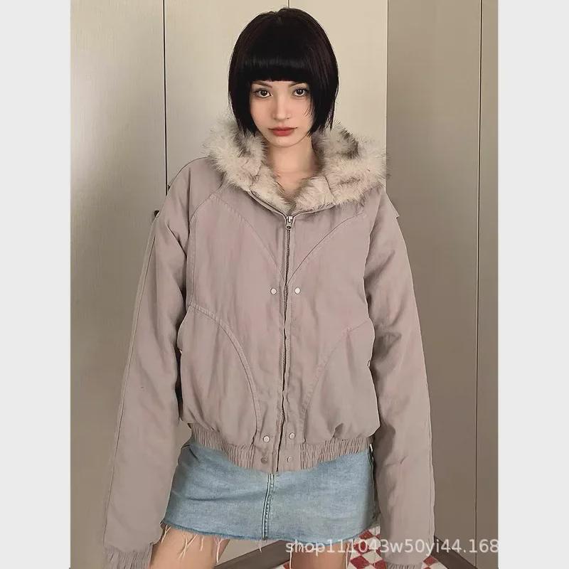 Men's American Fur Collar Plus Velvet Mountain Workwear Jacket