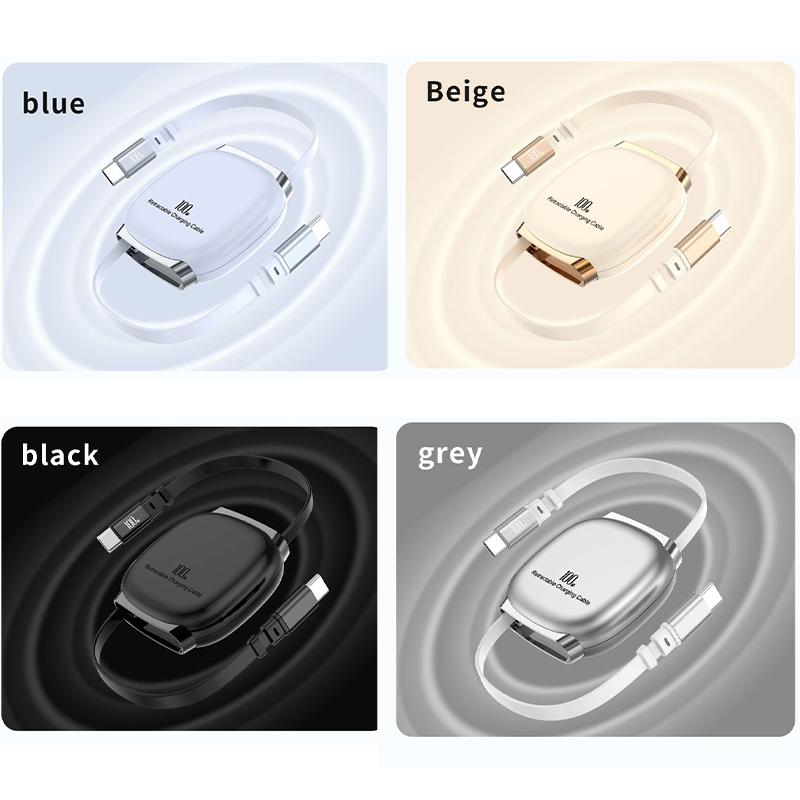 VAORLO Retractable 100W Fast Charging Cable Type C Data Cable For iphone 15/16series Samsung Laptop Tablets PD 3.0 Fast charging